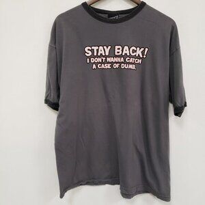 VTG Top Heavy Mens Y2K‎ Funny Spellout T Shirt Size XL Gray Short Sleeve Indie